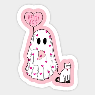 Be My Boo Valentine Cat Mom Ghost Love Sticker